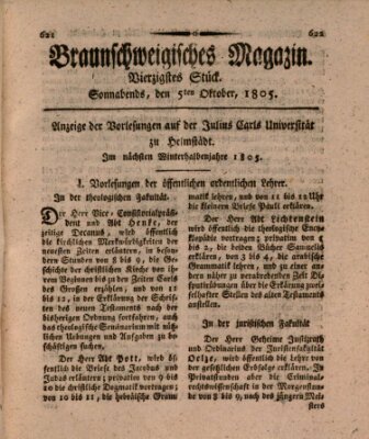 Braunschweigisches Magazin (Braunschweigische Anzeigen) Samstag 5. Oktober 1805