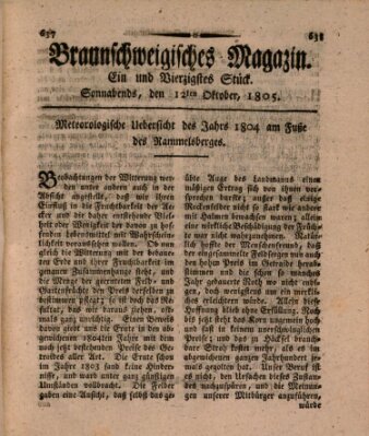 Braunschweigisches Magazin (Braunschweigische Anzeigen) Samstag 12. Oktober 1805