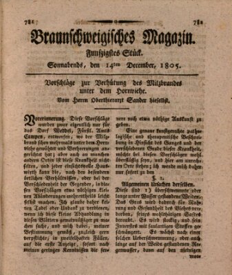 Braunschweigisches Magazin (Braunschweigische Anzeigen) Samstag 14. Dezember 1805