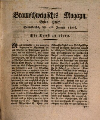 Braunschweigisches Magazin (Braunschweigische Anzeigen) Samstag 4. Januar 1806