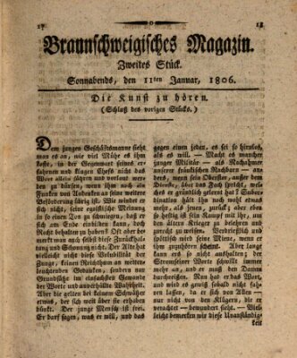 Braunschweigisches Magazin (Braunschweigische Anzeigen) Samstag 11. Januar 1806