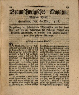 Braunschweigisches Magazin (Braunschweigische Anzeigen) Samstag 1. März 1806