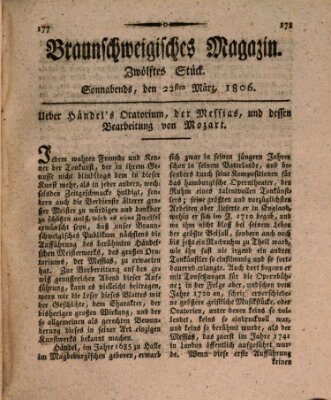 Braunschweigisches Magazin (Braunschweigische Anzeigen) Samstag 22. März 1806