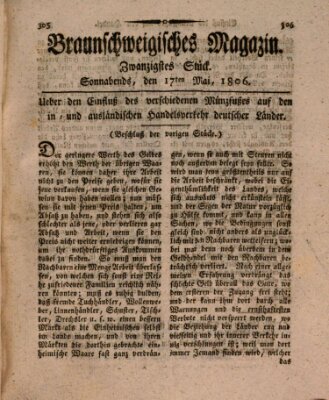 Braunschweigisches Magazin (Braunschweigische Anzeigen) Samstag 17. Mai 1806