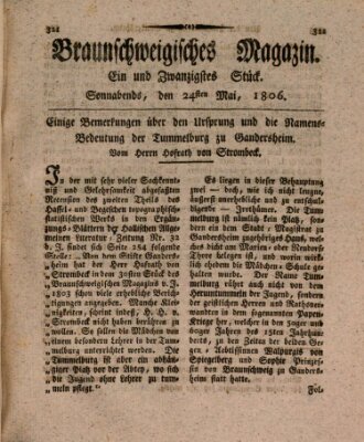 Braunschweigisches Magazin (Braunschweigische Anzeigen) Samstag 24. Mai 1806