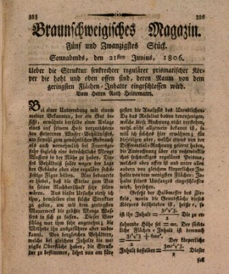 Braunschweigisches Magazin (Braunschweigische Anzeigen) Samstag 21. Juni 1806