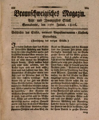 Braunschweigisches Magazin (Braunschweigische Anzeigen) Samstag 12. Juli 1806