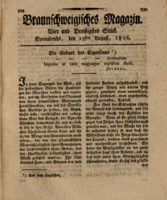 Braunschweigisches Magazin (Braunschweigische Anzeigen) Samstag 23. August 1806