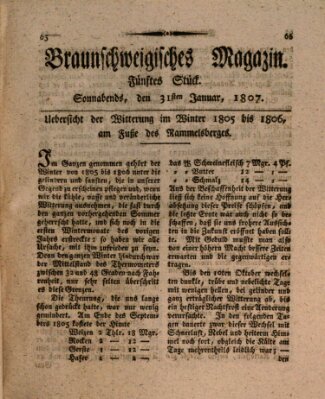 Braunschweigisches Magazin (Braunschweigische Anzeigen) Samstag 31. Januar 1807