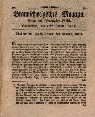 Braunschweigisches Magazin (Braunschweigische Anzeigen) Samstag 27. Juni 1807