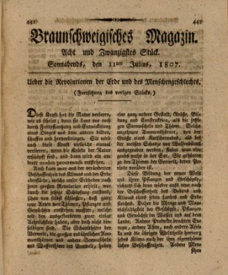 Braunschweigisches Magazin (Braunschweigische Anzeigen) Samstag 11. Juli 1807