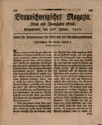 Braunschweigisches Magazin (Braunschweigische Anzeigen) Samstag 18. Juli 1807