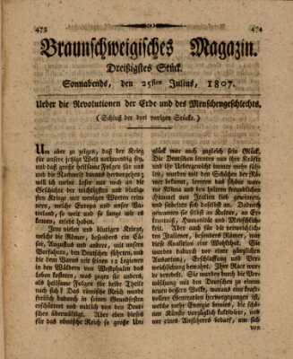 Braunschweigisches Magazin (Braunschweigische Anzeigen) Samstag 25. Juli 1807