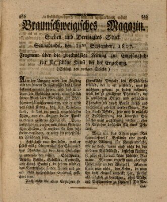 Braunschweigisches Magazin (Braunschweigische Anzeigen) Samstag 12. September 1807