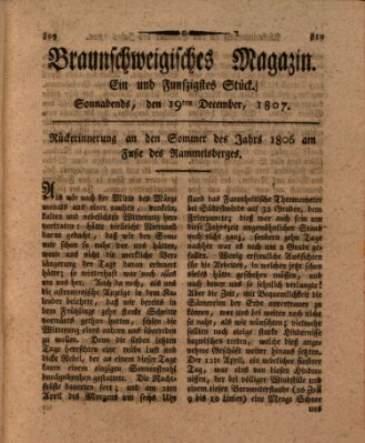 Braunschweigisches Magazin (Braunschweigische Anzeigen) Samstag 19. Dezember 1807