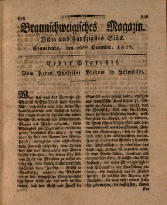 Braunschweigisches Magazin (Braunschweigische Anzeigen) Samstag 26. Dezember 1807