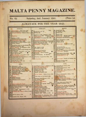 Malta penny magazine Samstag 2. Januar 1841