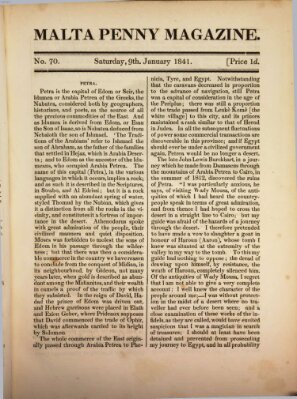 Malta penny magazine Samstag 9. Januar 1841