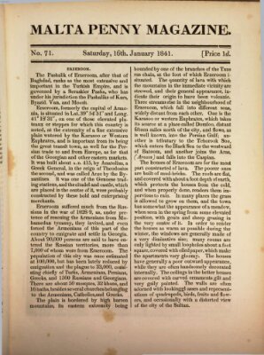 Malta penny magazine Samstag 16. Januar 1841