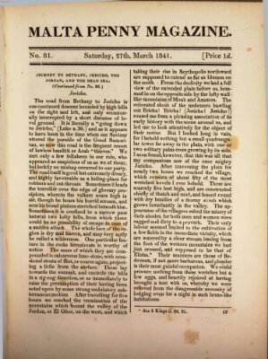 Malta penny magazine Samstag 27. März 1841