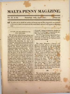 Malta penny magazine Samstag 10. April 1841