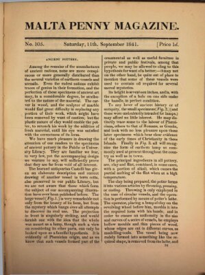 Malta penny magazine Samstag 11. September 1841