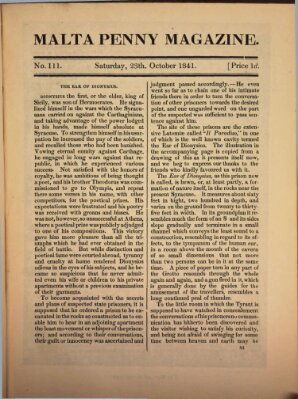 Malta penny magazine Samstag 23. Oktober 1841