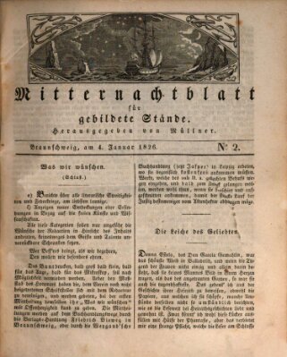 Mitternachtblatt für gebildete Stände Mittwoch 4. Januar 1826