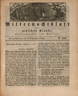 Mitternachtblatt für gebildete Stände Montag 4. September 1826