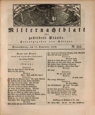 Mitternachtblatt für gebildete Stände Mittwoch 13. September 1826