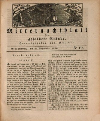 Mitternachtblatt für gebildete Stände Mittwoch 20. September 1826