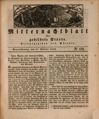 Mitternachtblatt für gebildete Stände Freitag 27. Oktober 1826