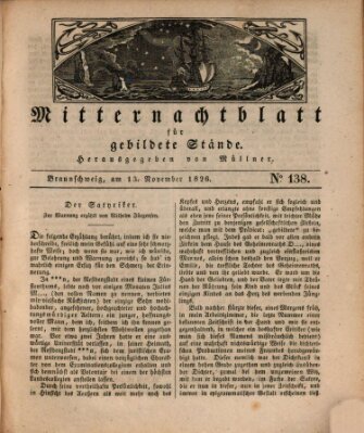 Mitternachtblatt für gebildete Stände Montag 13. November 1826