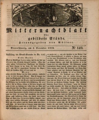 Mitternachtblatt für gebildete Stände Freitag 8. Dezember 1826