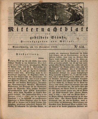 Mitternachtblatt für gebildete Stände Mittwoch 13. Dezember 1826