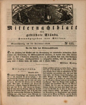 Mitternachtblatt für gebildete Stände Freitag 22. Dezember 1826