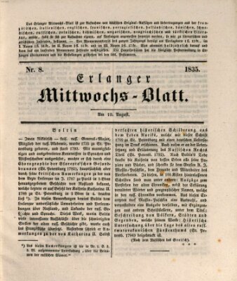 Erlanger Mittwochs-Blatt Mittwoch 19. August 1835