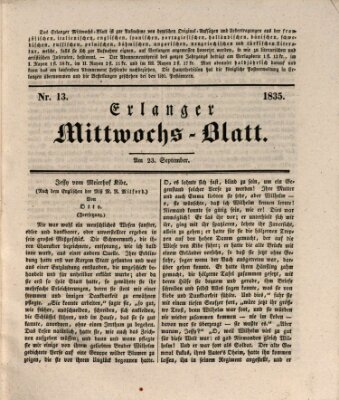 Erlanger Mittwochs-Blatt Mittwoch 23. September 1835