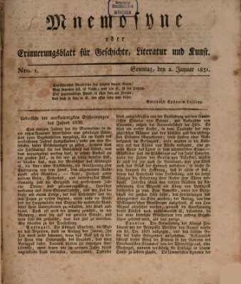 Mnemosyne (Neue Würzburger Zeitung) Sonntag 2. Januar 1831