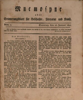 Mnemosyne (Neue Würzburger Zeitung) Sonntag 16. Januar 1831