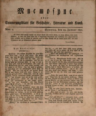 Mnemosyne (Neue Würzburger Zeitung) Sonntag 23. Januar 1831