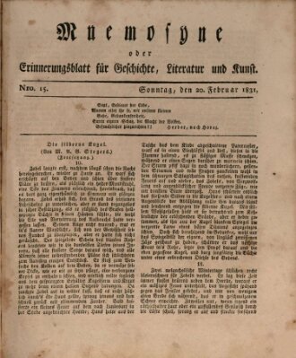 Mnemosyne (Neue Würzburger Zeitung) Sonntag 20. Februar 1831