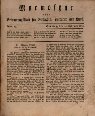 Mnemosyne (Neue Würzburger Zeitung) Sonntag 27. Februar 1831