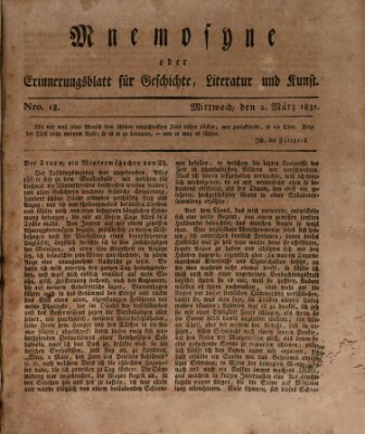 Mnemosyne (Neue Würzburger Zeitung) Mittwoch 2. März 1831