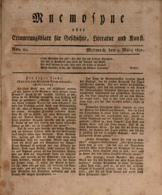 Mnemosyne (Neue Würzburger Zeitung) Mittwoch 9. März 1831