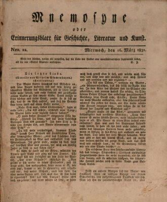 Mnemosyne (Neue Würzburger Zeitung) Mittwoch 16. März 1831