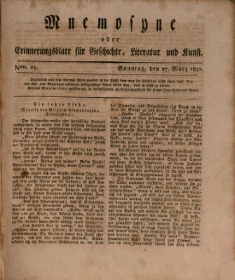 Mnemosyne (Neue Würzburger Zeitung) Sonntag 27. März 1831