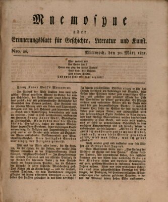 Mnemosyne (Neue Würzburger Zeitung) Mittwoch 30. März 1831