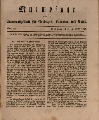 Mnemosyne (Neue Würzburger Zeitung) Sonntag 15. Mai 1831