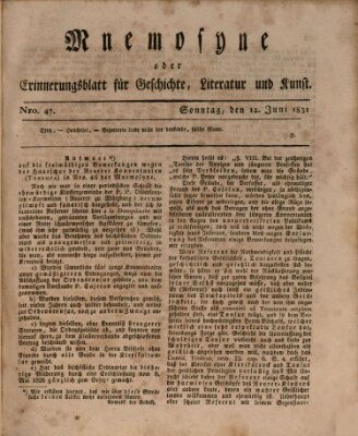 Mnemosyne (Neue Würzburger Zeitung) Sonntag 12. Juni 1831